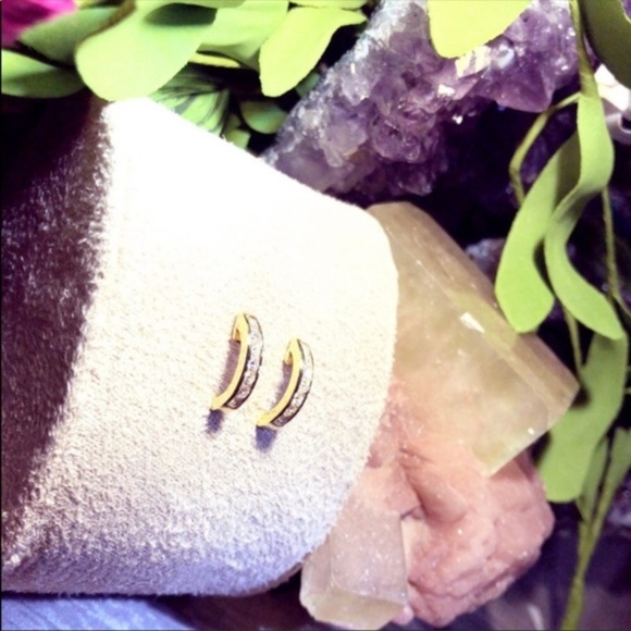 Jewelry - 14K yellow gold C-Hoop Diamond Accent Earrings